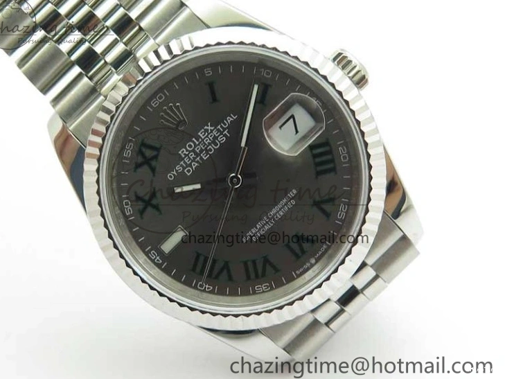 MiroTime 1221 Compact DateJust 36 SS 126234 BP Maker 1:1 Best Edition Fluted Bezel Gray Roman Dial on Jubilee Bracelet 2527